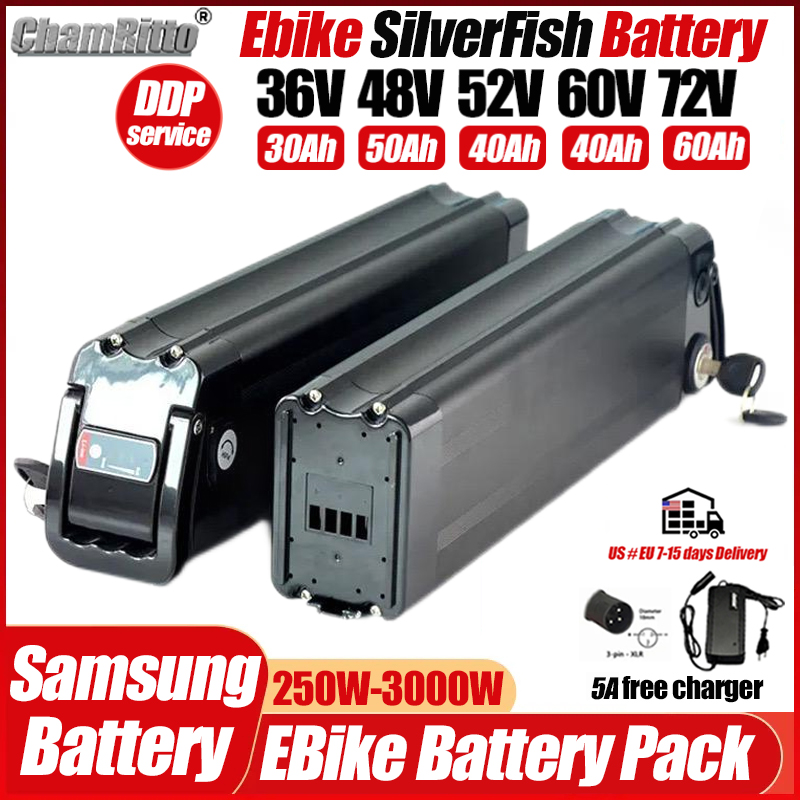 Electric Bicycle Battery 72V 30Ah - Electric Bicycle 36v 48v 52v SilverFish