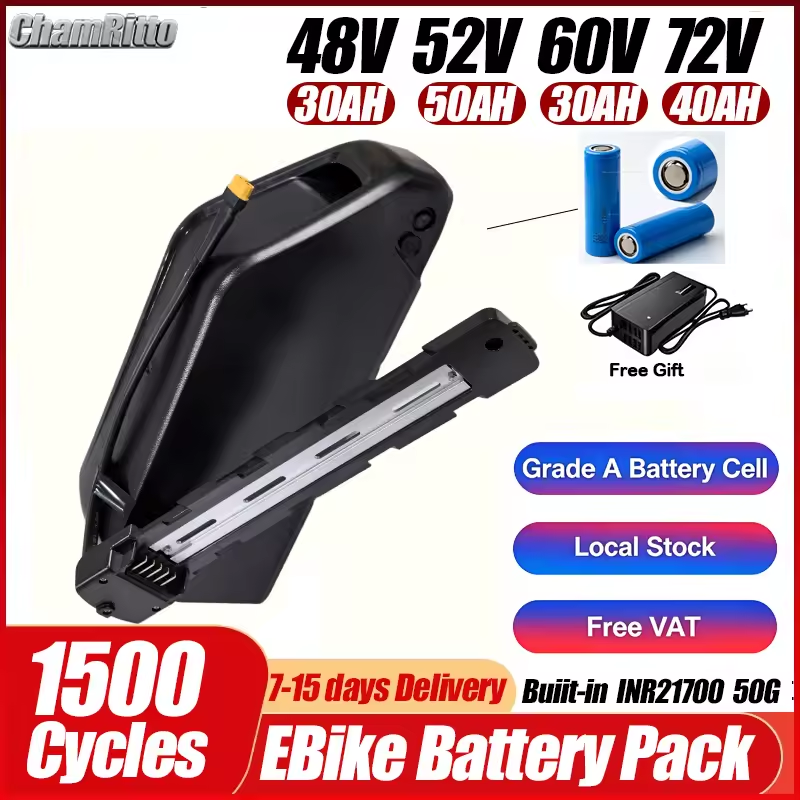 Cham 52v 48v 72v 50ah 60ah Bat - Ebike Battery 48V 20Ah Hailong recension och pris